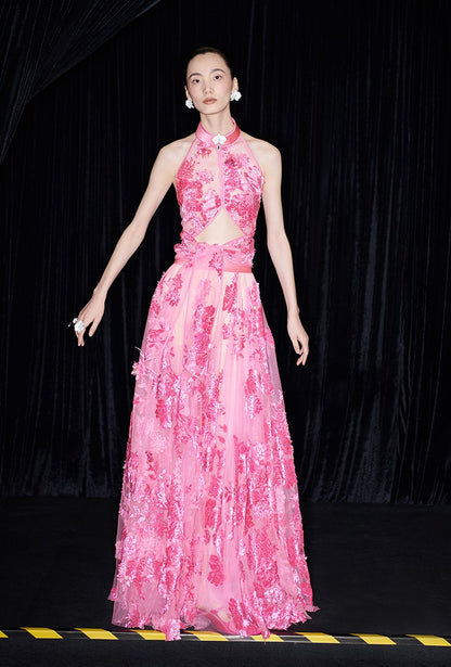 M essential Ma Kai designer falling flower embroidery nail bead lace-up top - PACK.