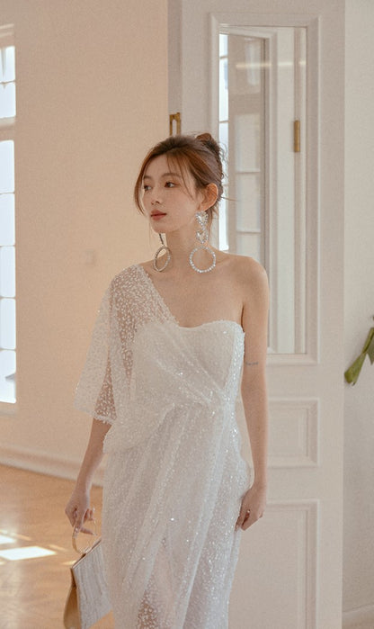 DOLLY Luxury Slant Collar Off Shoulder Sleeveless Long High Waist Resort Dress-ISLA