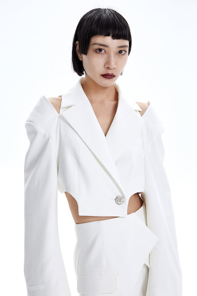 TINY IN Hollow short wide-sleeved women's off-the-shoulder Jacket -MAB