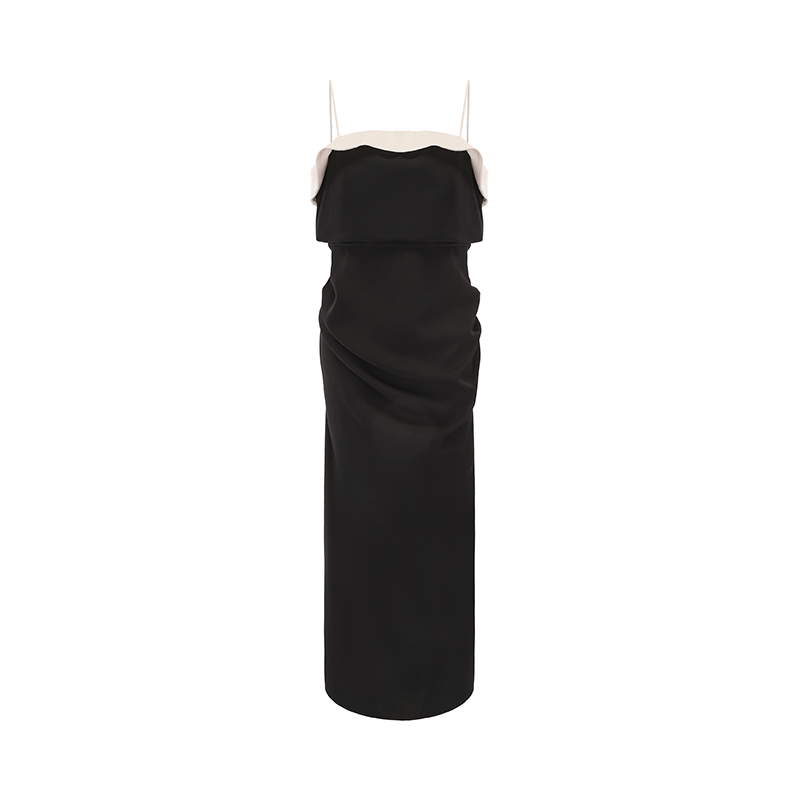 ATELIER MISS LU Spring And Summer Flow Cut Receiving Waist Slip Dress - VINTAGE.