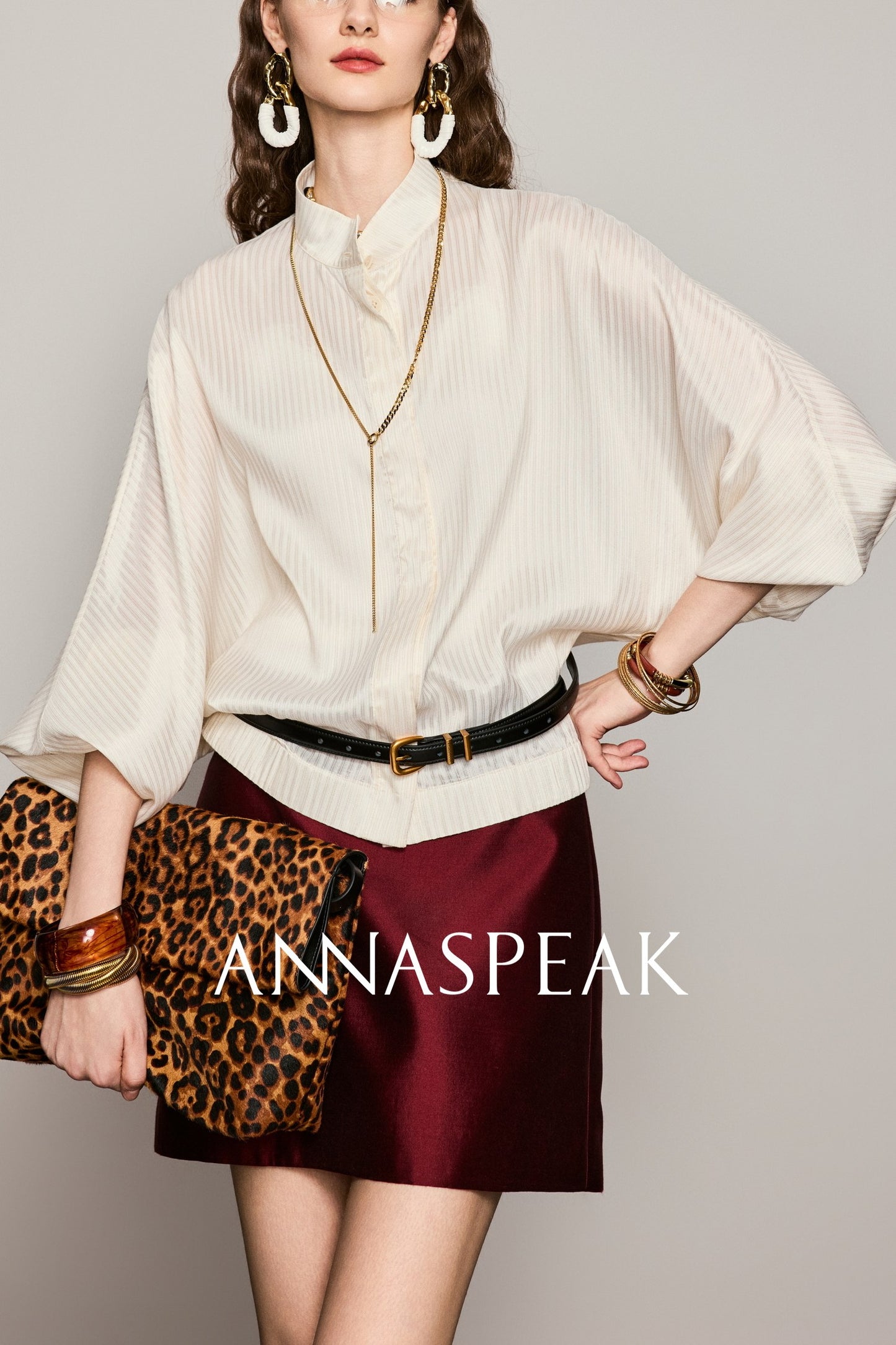 ANNASPEAK Lightweight and breathable silk Viscose  stand-up collar shirt-HUGH.