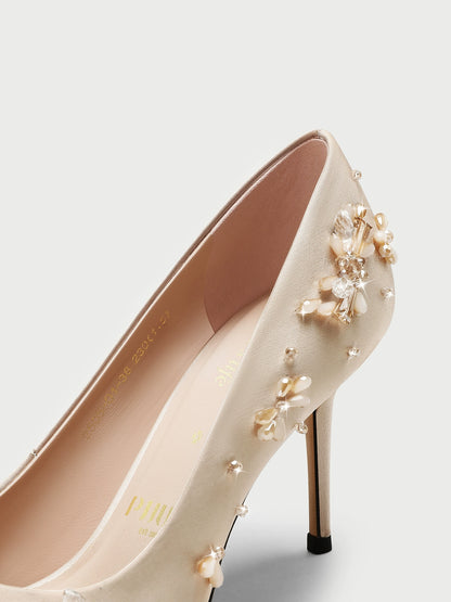 PJJUU champagne pointed toe high heels - PLADE.