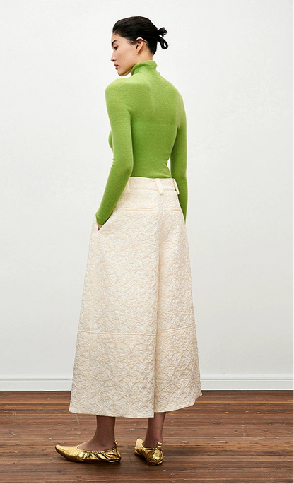 ZHUCHONGYUN Green Turtleneck Slim Knit Top-ARSENE.