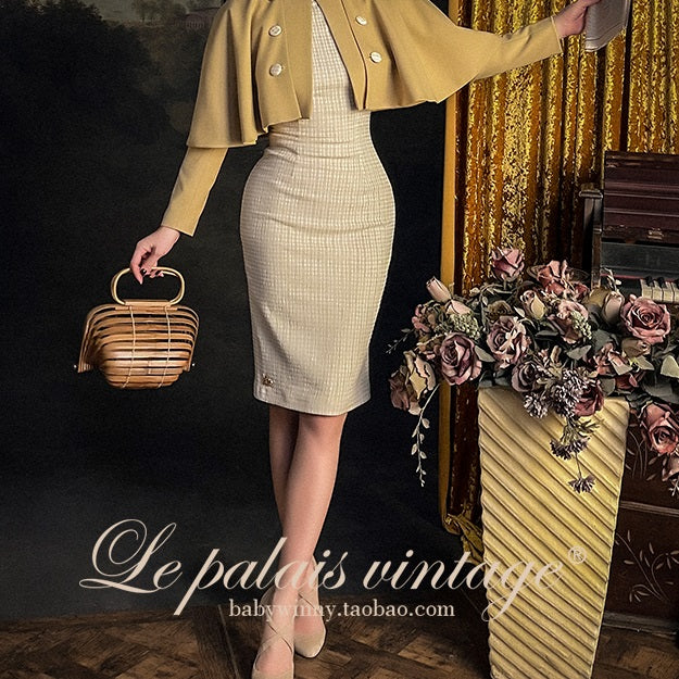 Le Palais multi-wear Fahburn style cape coat + slim skirt set- DANG