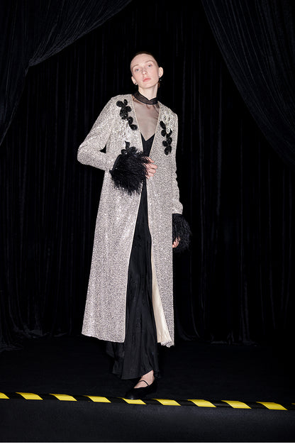 M essential Mackay designer shimmers pavé embroidered coat   - mother.