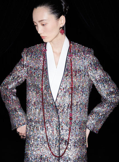 M essential Ma Kai designer Yao Ye embroidered deep V-neck straight suit - FAY.