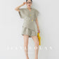Huanzi custom couture Tencel micro-flash high-end vest shorts set- Vince