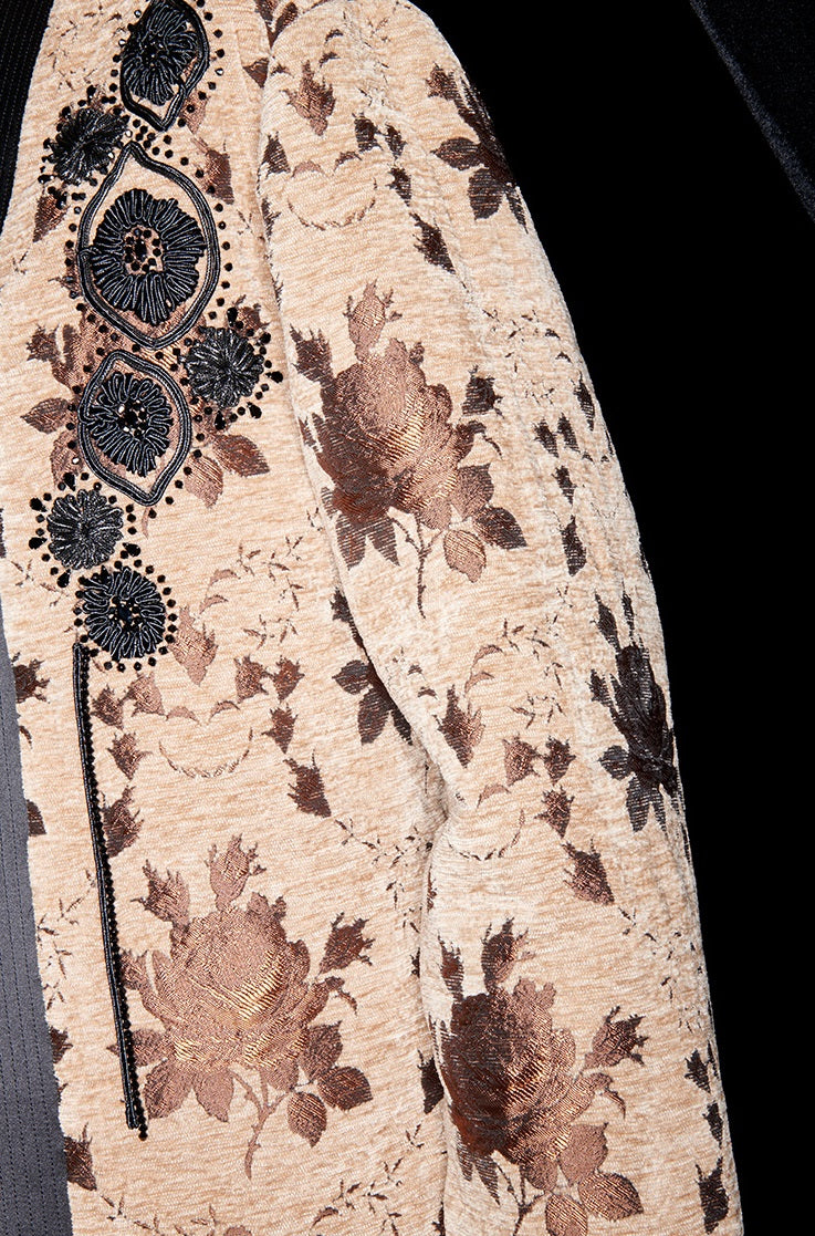 M essential Mackay designer Drop coffee jacquard crochet embroidered  jacket - stans apere