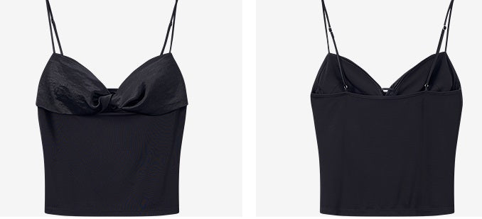 COMME MOI  Summer Women's Black Knitted Kink Camisole - ALICE.