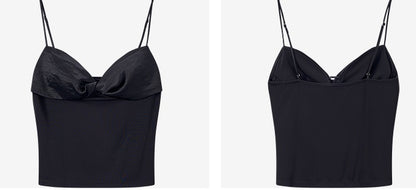 COMME MOI  Summer Women's Black Knitted Kink Camisole - ALICE.