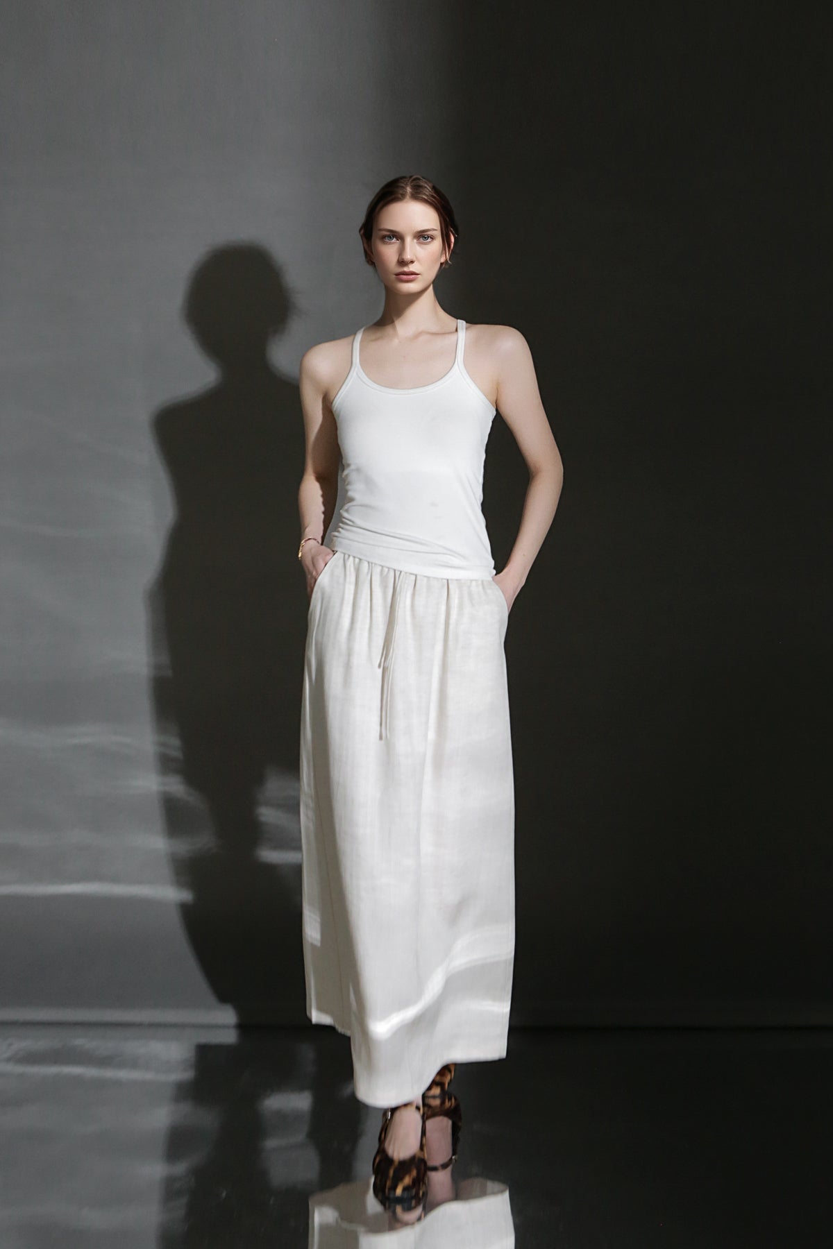 PIAOIN Women's Light Luxury Tencel Linen Skirt - GEMMA