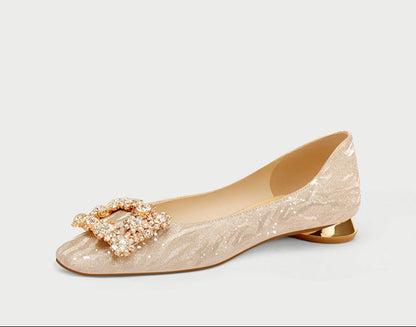 Pjjuu French Beautiful Flat Wedding Shoes - SHELL