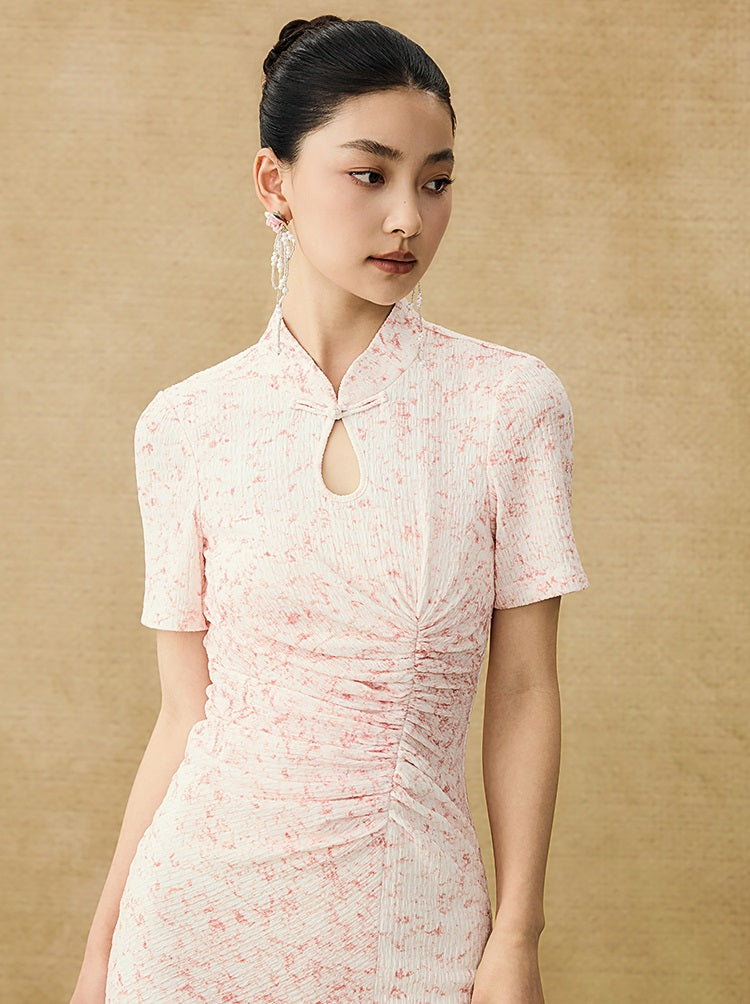 HECO Chinese style women's summer shirred waist temperament buckle long skirt - QUEEN.