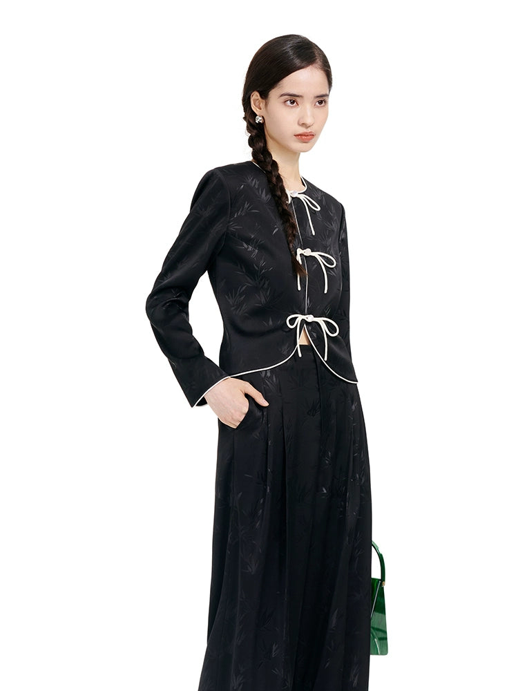 YES BY YESIR | Bamboo Jacquard Chinese-Inspired Short Jacket -YUELINA.