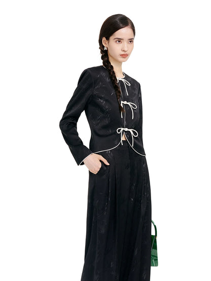 YES BY YESIR | Bamboo Jacquard Chinese-Inspired Short Jacket -YUELINA.