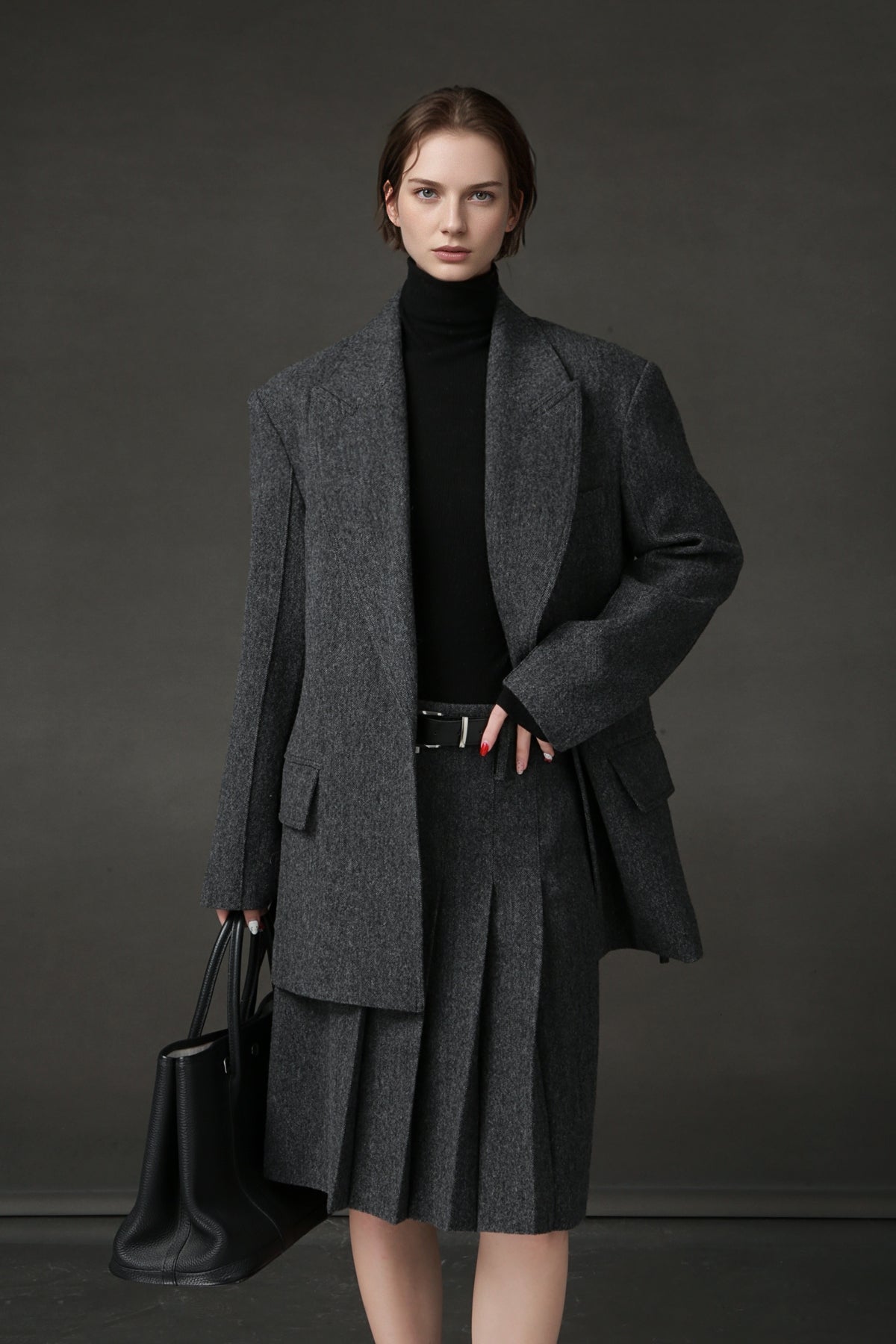 PIAOIN vintage woolen pleated premium skirt-LUCY