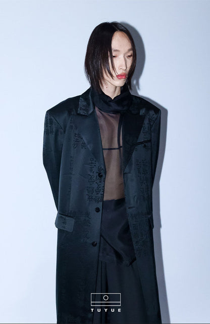 TUYUE silk light and transparent breasted long-sleeved shirt- AMBER.