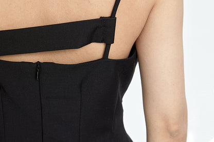 TINY IN curved waist irregular slip short Dress-JOJO