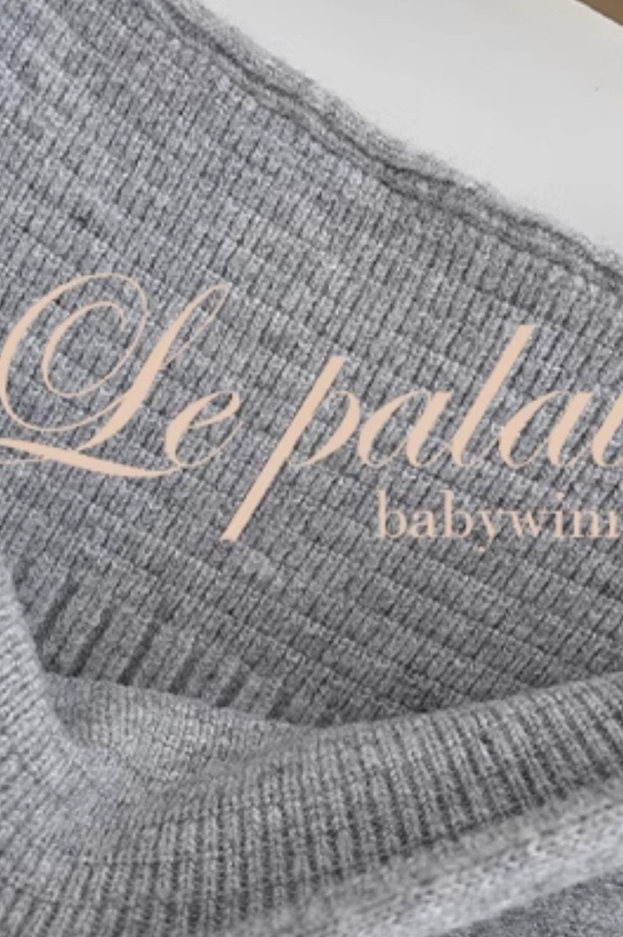 Le Palais Vintage Autumn/Winter Gray Wool Knit Wrap Long Skirt-FERA