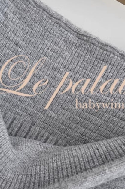 Le Palais Vintage Autumn/Winter Gray Wool Knit Wrap Long Skirt-FERA