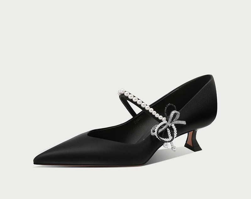 pjjuu satin pointed kitten heel pump  - LIGHT