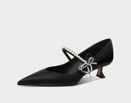 pjjuu satin pointed kitten heel pump  - LIGHT
