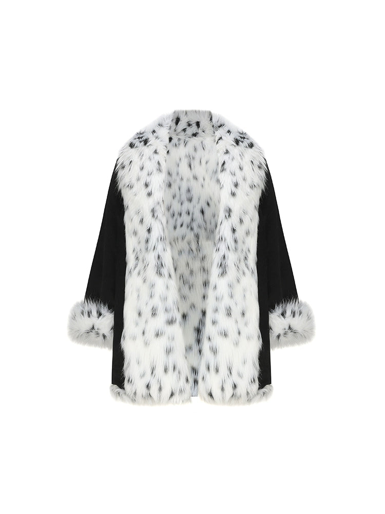 Le Palais Vintage  Black and White Dot Silhouette Fur Coats -DOE
