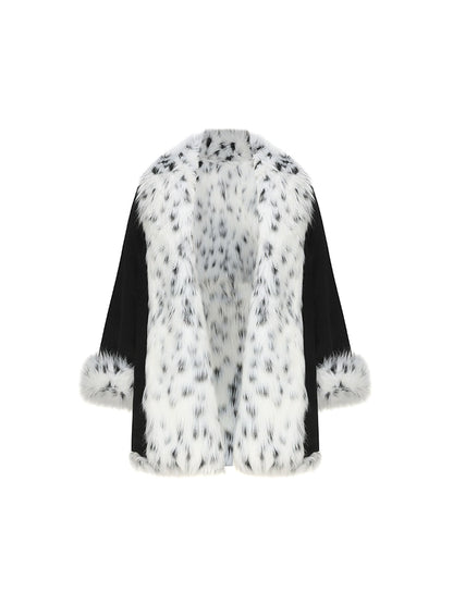 Le Palais Vintage  Black and White Dot Silhouette Fur Coats -DOE