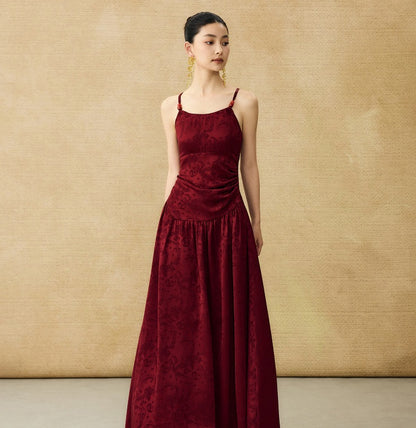 HECO Chinese Jacquard Halterneck Slip Dress  - KNO .