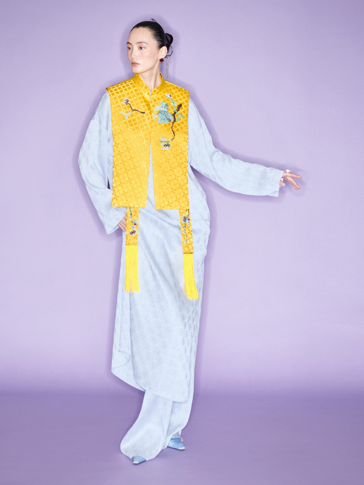 M ESSENTIAL Mackay designer brand palace checkered jacquard dotted emerald nail colllar - MIN'