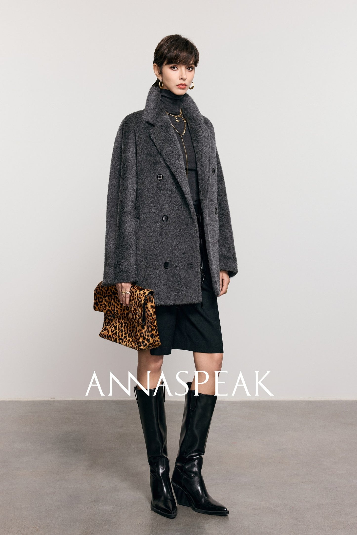 ANNASPEAK   Wool MINI Waist Bag Straight Leg Pants -COLE.