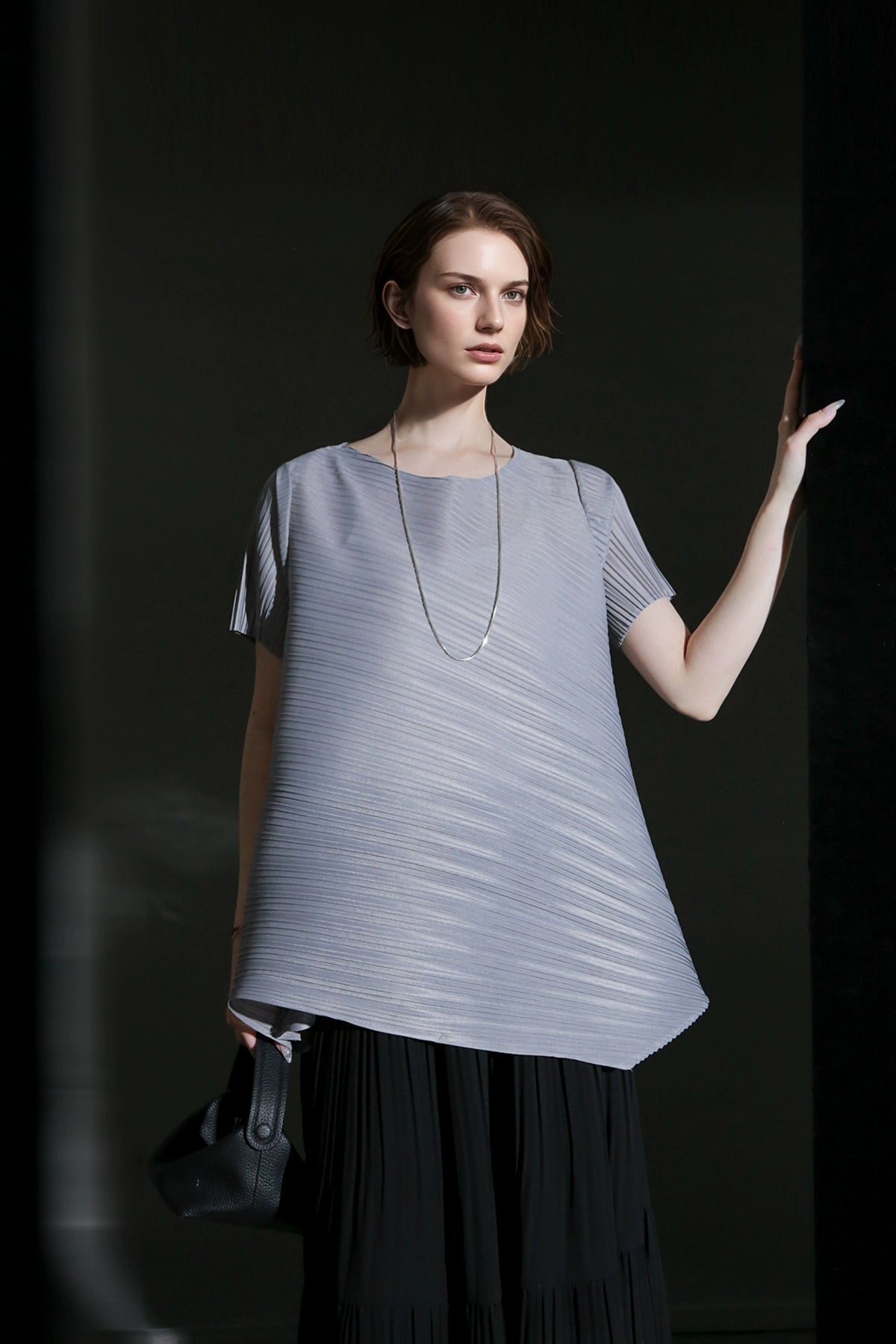 PIAOIN Miyake style simple premium pleated design T-shirt  -CECILLIA