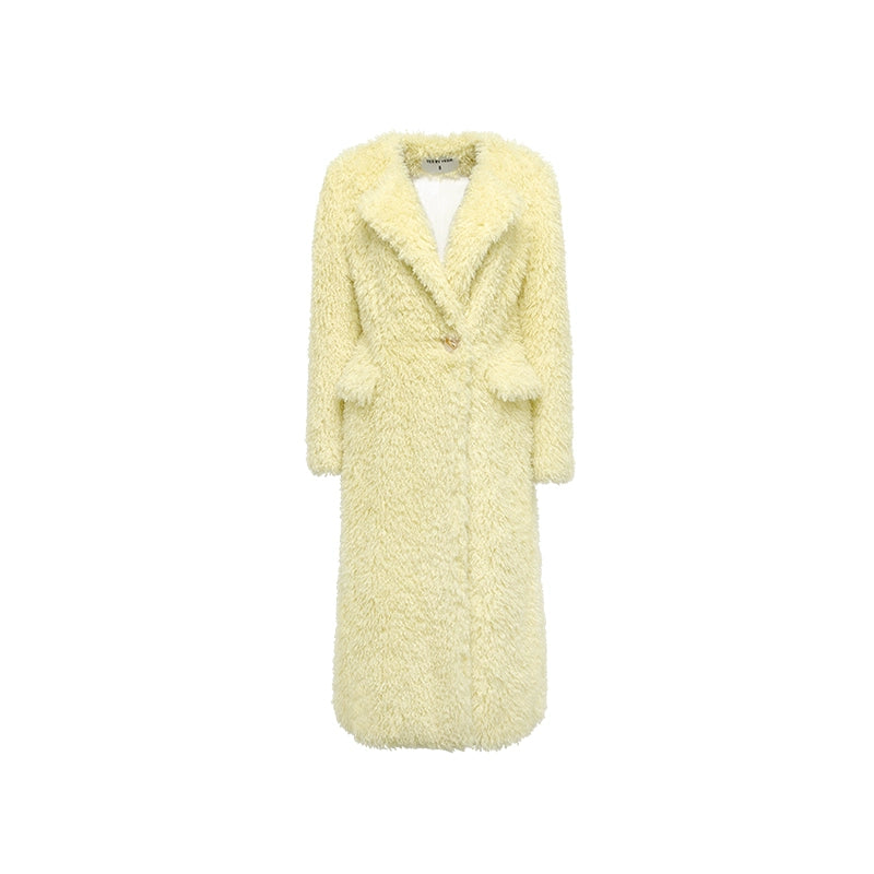 YES BY YESIR autumn winter wool coat yelow sheep sheepskin coat - Xeela