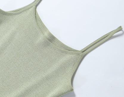 WANGXO | High-Quality Linen Tulle Temperament Suspender Fishtail Dress-LÉYA.