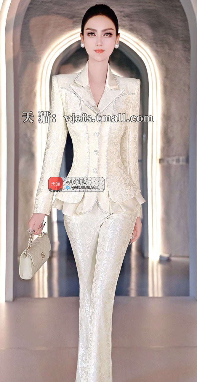 VJE Suit Flared Pants Two-Piece Suit set-KHASI.