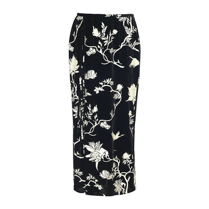 ZHUCHONGYUN Chinese nail bead stamped suede skirt--KEIGO.