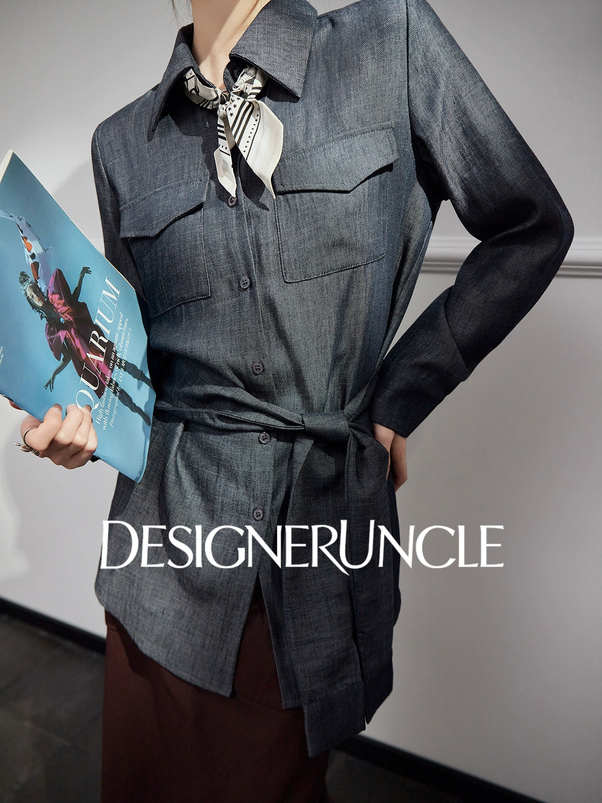 DGU "Goose Shadow" denim pure shirt women's autumn new design niche commuter loose top - HEART.