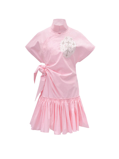 M essential Mackay designer Pink Peach Quilt Pleated Cardigan dress skirt - Lotta.