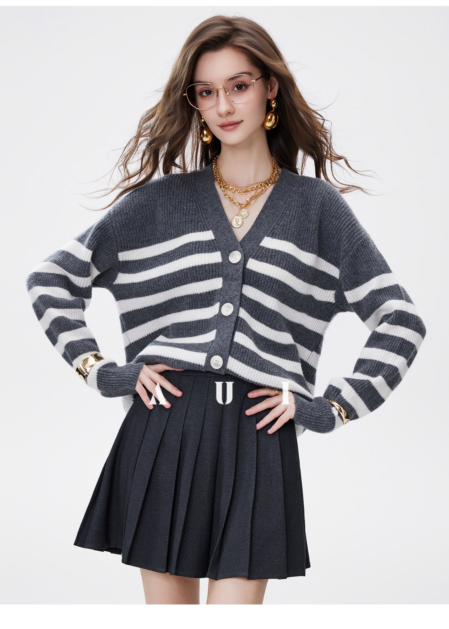 AUI Black Collegiate Age-Reducing Pleated Versatile A-Line Slim Suit Short Skirt - Doh
