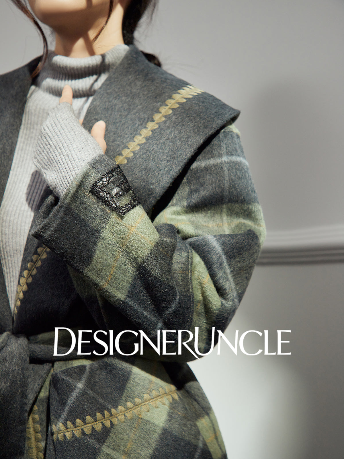 DGU "Daige" green plaid woolen jacket fashion high-end and versatile trend - Skylar.