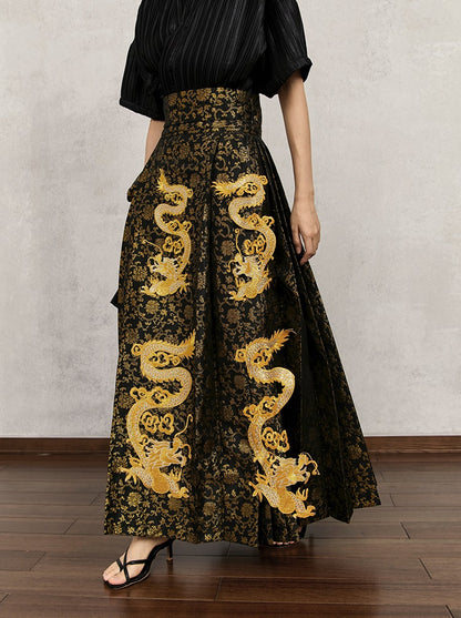 HECO Golden Dragon Year Horse Face High Waisted Skirt - allen.