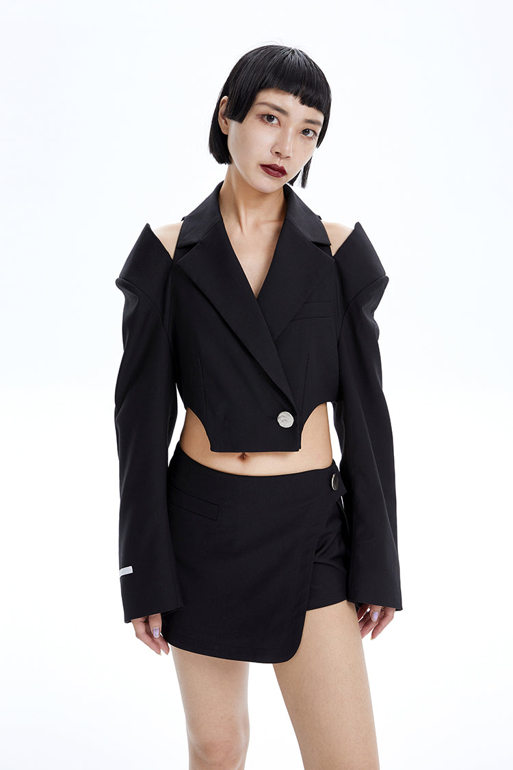 TINY IN Hollow short wide-sleeved women's off-the-shoulder Jacket -MAB