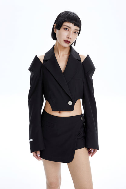 TINY IN Hollow short wide-sleeved women's off-the-shoulder Jacket -MAB