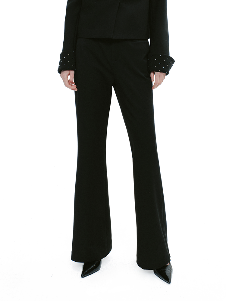 YES BY YESIR  ultra-high-waisted bootcut versatile slacks - TANT.