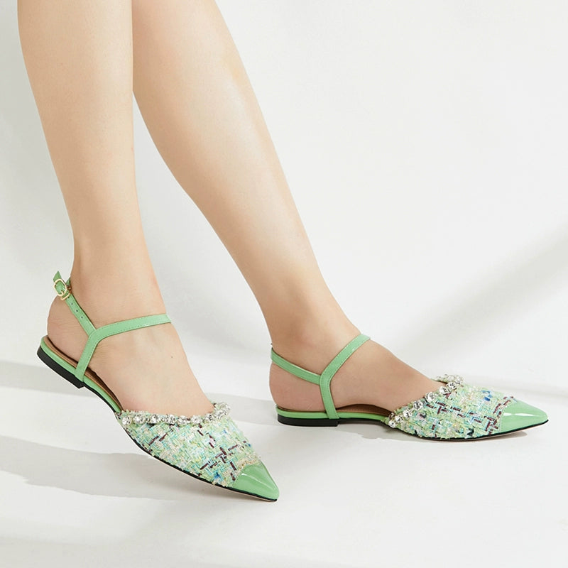 B-FEI hand-spliced pointed flat sandals shoes. JOSH.