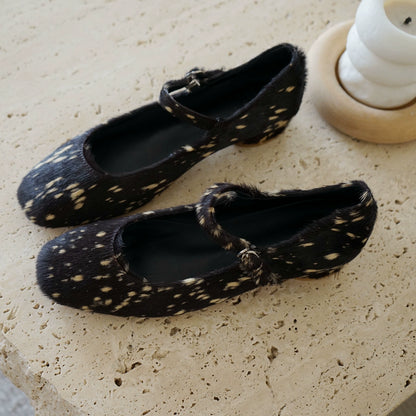 B-FEI black leather sole flat shoes-BING.
