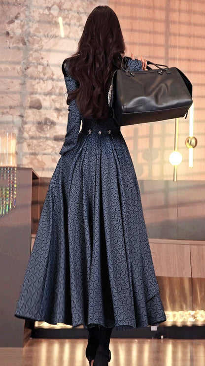 VJE Women's Printed Waist Mid-Length Double-breasted Trench Coat- JOJO.