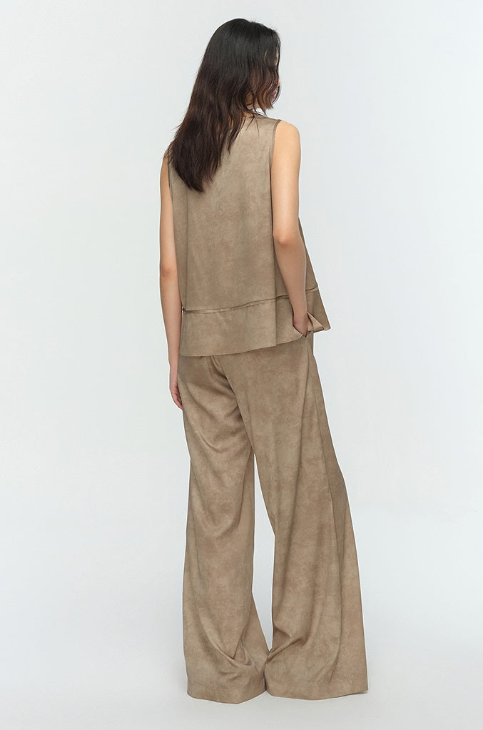 COMME MOI summer mulberry silk satin sleeveless straight top - JOSHUA.