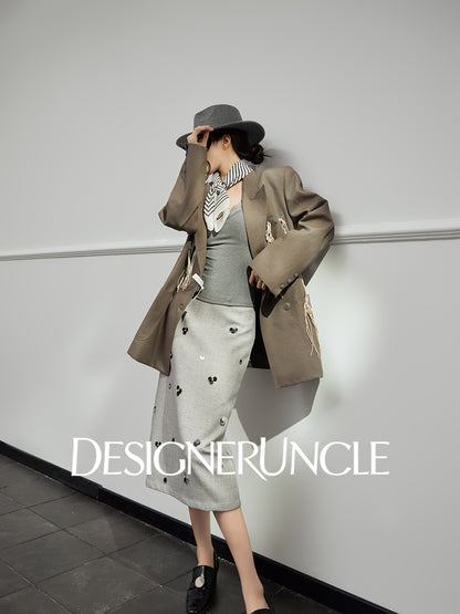 DGU "Sugu" khaki short jacket new commuter versatile small fragrant blazer - Felix.