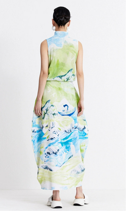 ZHUCHONGYUN Autumn Print Geometric Cotton Skirt Design Skirt--HARUHI.